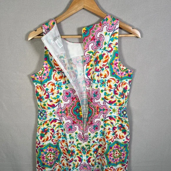 London Times Sleeveless Colorful Pink Mandala Paisley‎ Print Sheath Boho Dress 8 - Picture 4 of 8